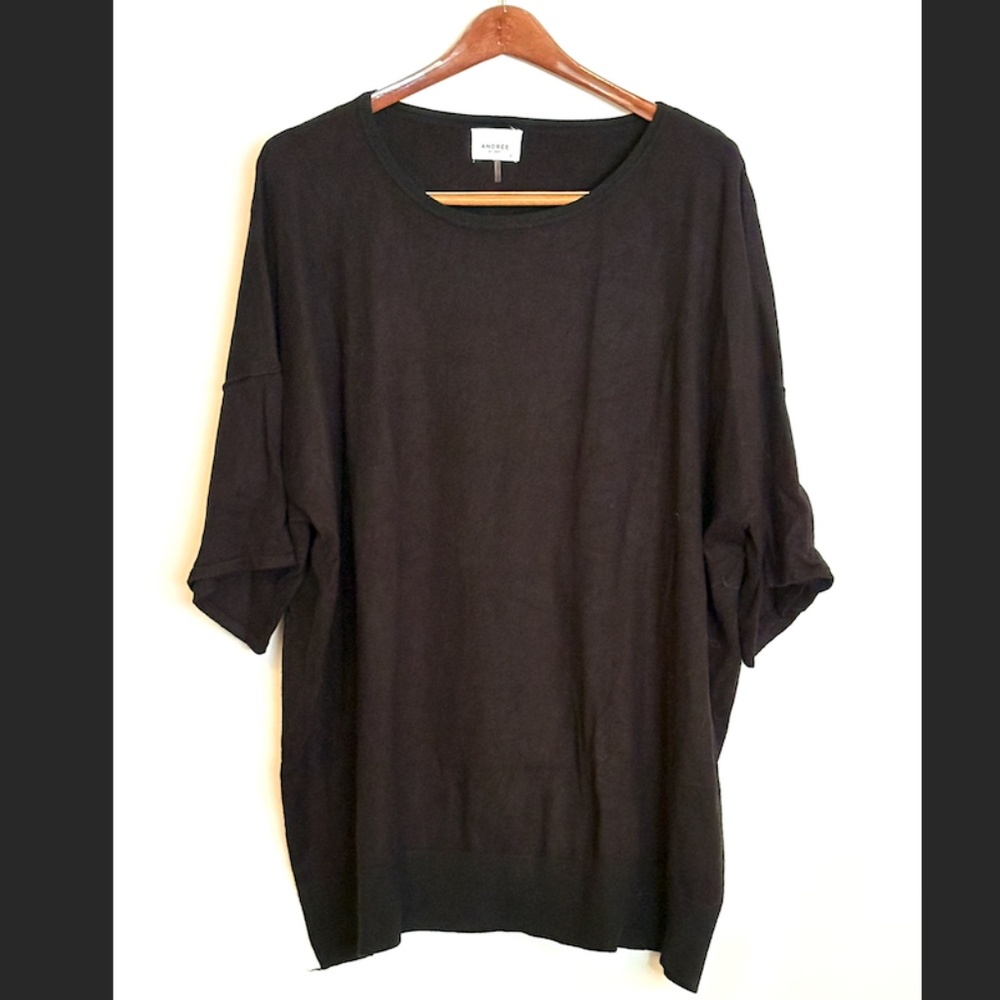 Andree By Unit 3/4 long sleeve knit black sweater 1X